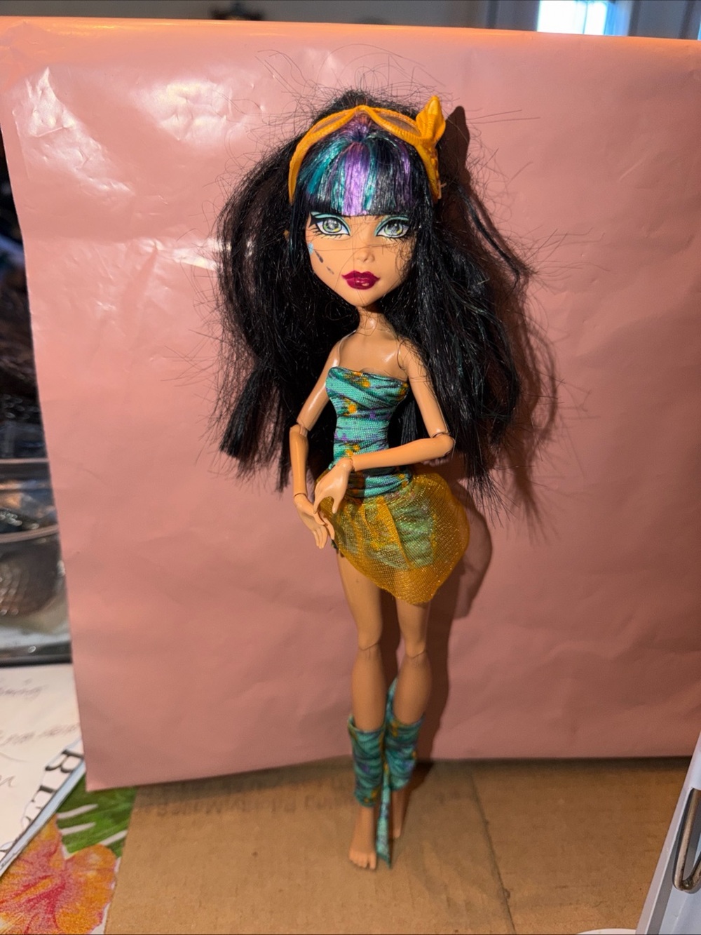 monster high doll teal purple black yellow outfit